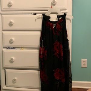 Black and red flowered dress.